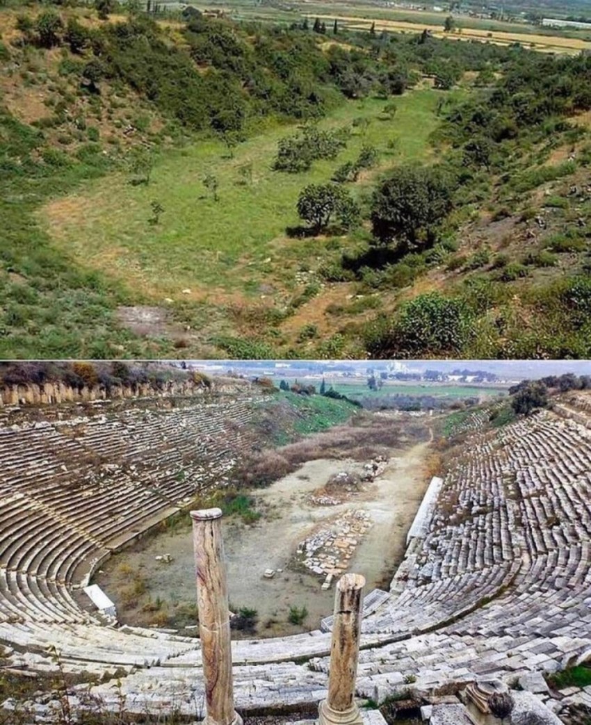 Amazing Before & After Pictures of an Ancient Greek Stadium Excavation and the Story Behind Them