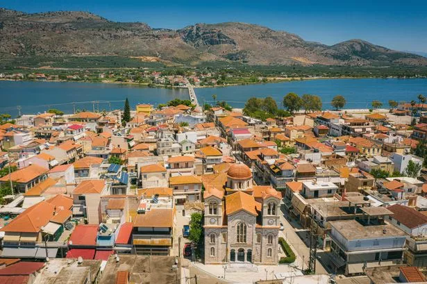 Aerial view of Aitoliko, Greeece